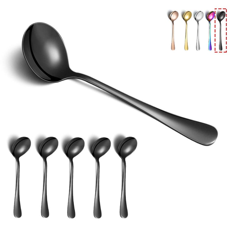 Kyraton 6-Piece Stainless Steel Round Spoons - Black Titanium Plated, Dishwasher Safe - Image 1